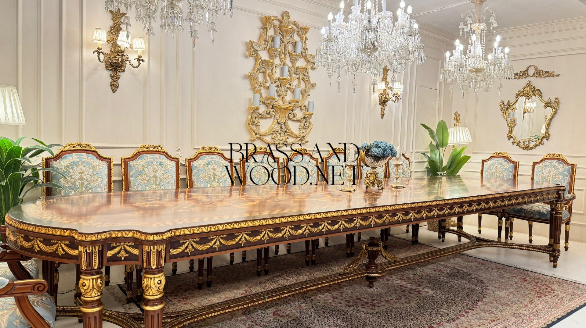 Louis XVI Gilt Marquetry Complete Dining Suite