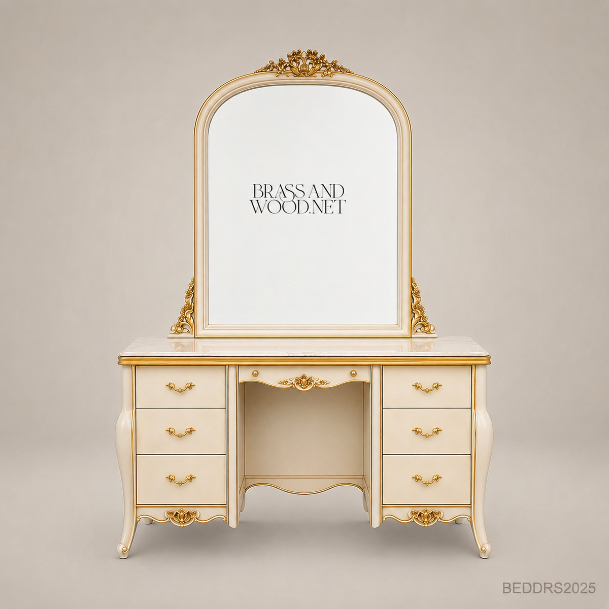 Ivory and Gold Leaf Louis XV Bedroom Set