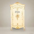 Louis XV Ivory & Gold Leaf Abaya Armoire – Hand-Painted Rococo Single Door