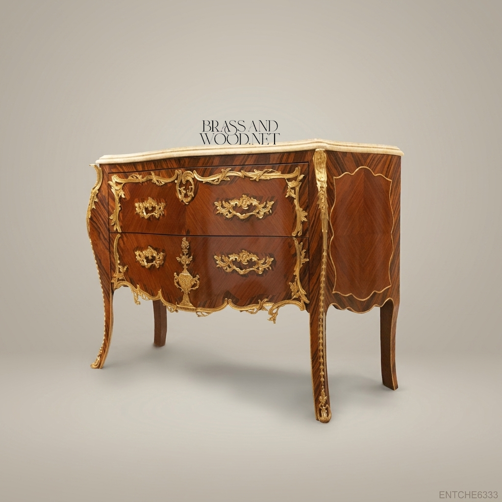 Louis XV Bombe Commode with Gilt Bronze Mounts & Marble Top
