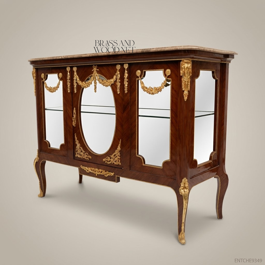 Louis XV Transitional Mirrored Commode with Ormolu Mounts & Marble Top