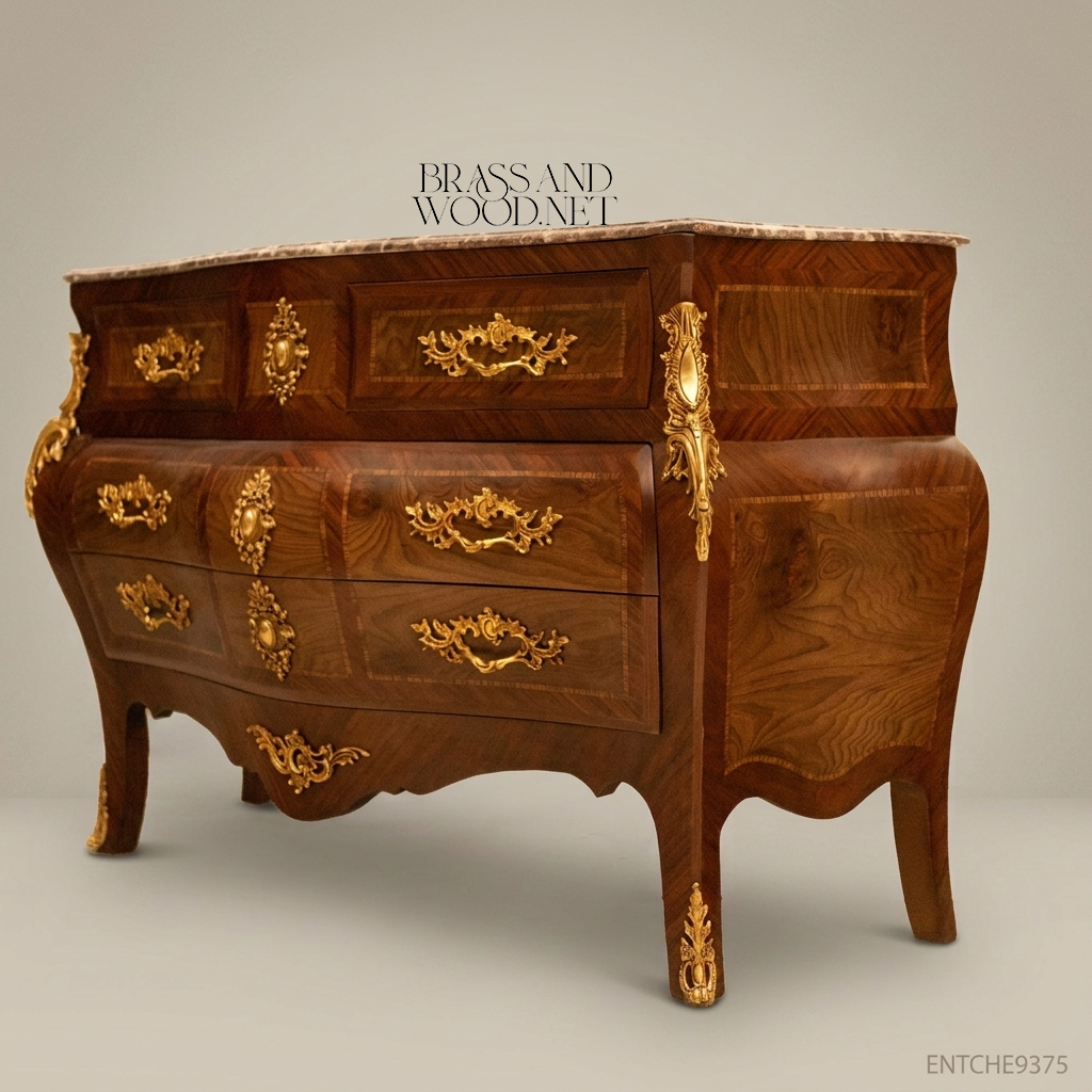 Louis XV Bombe Commode with Marble Top & Gilded Brass Mounts