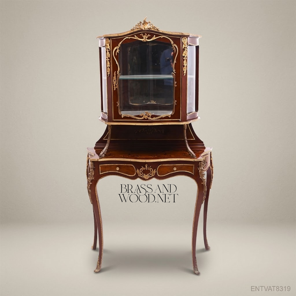 Napoleon III Rococo Revival Vitrine Cabinet on Cabriole Stand with Gilt Bronze Mounts