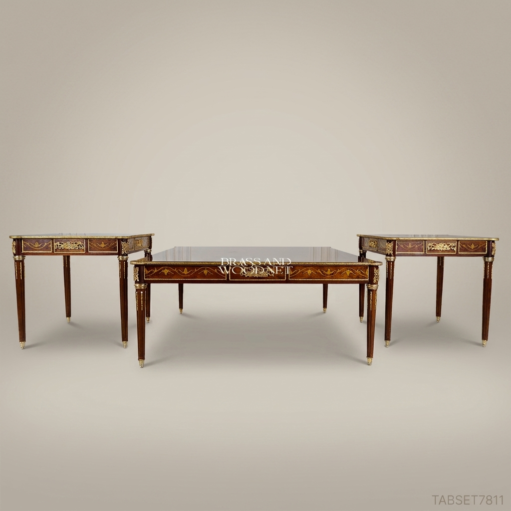 Louis XVI Burl & Marquetry Salon Table Set