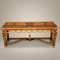 Louis XVI Neoclassical Console Table with Marquetry Top & Ormolu Garlands