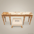 Louis XVI Neoclassical Console Table – Gold Leaf Carved Wood & Onyx Marble Top