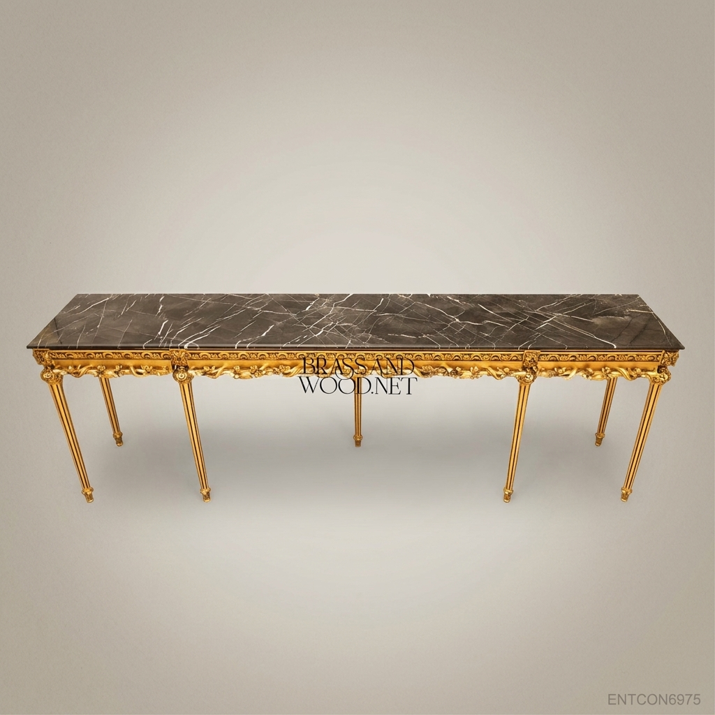 Louis XVI Grand Console Table | Gold Leaf & Marble