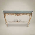 Louis XV Rococo Gold Leaf Console Table with Green Marble Top