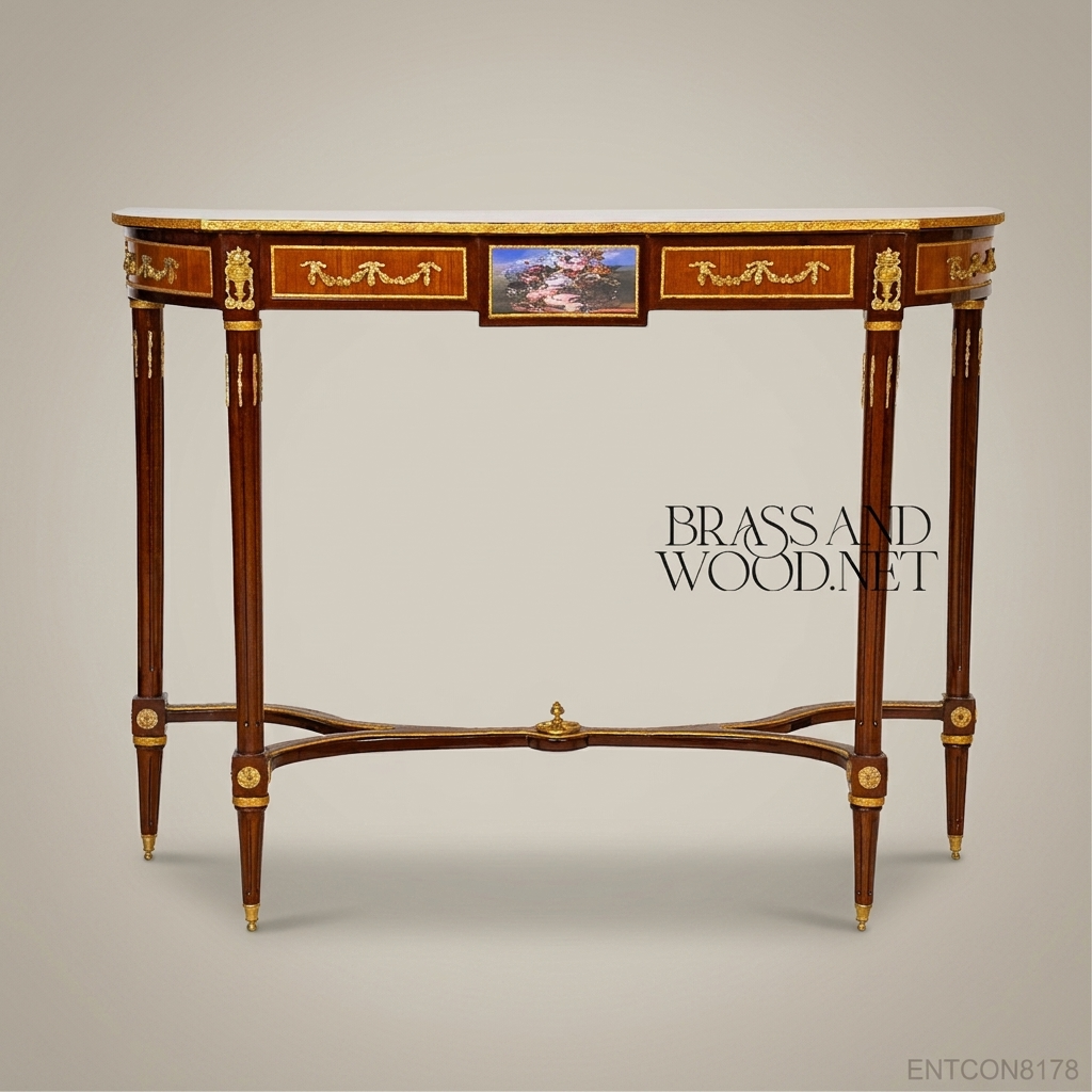 French-Style Brass Mounted Wooden Console Table