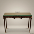 Louis XVI Neoclassical Console Table with Brass Ormolu Mounts & Glass Top