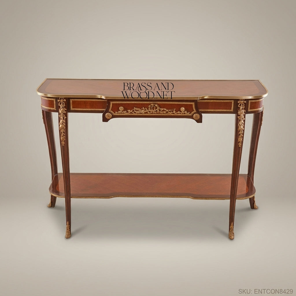 Louis XV Console Table | Mahogany & Gilt Bronze Ormolu