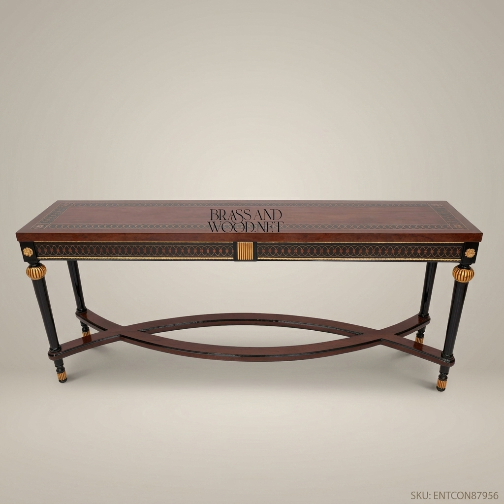 Neoclassical Empire Console Table with Ebonised Legs & Gold Leaf Détails