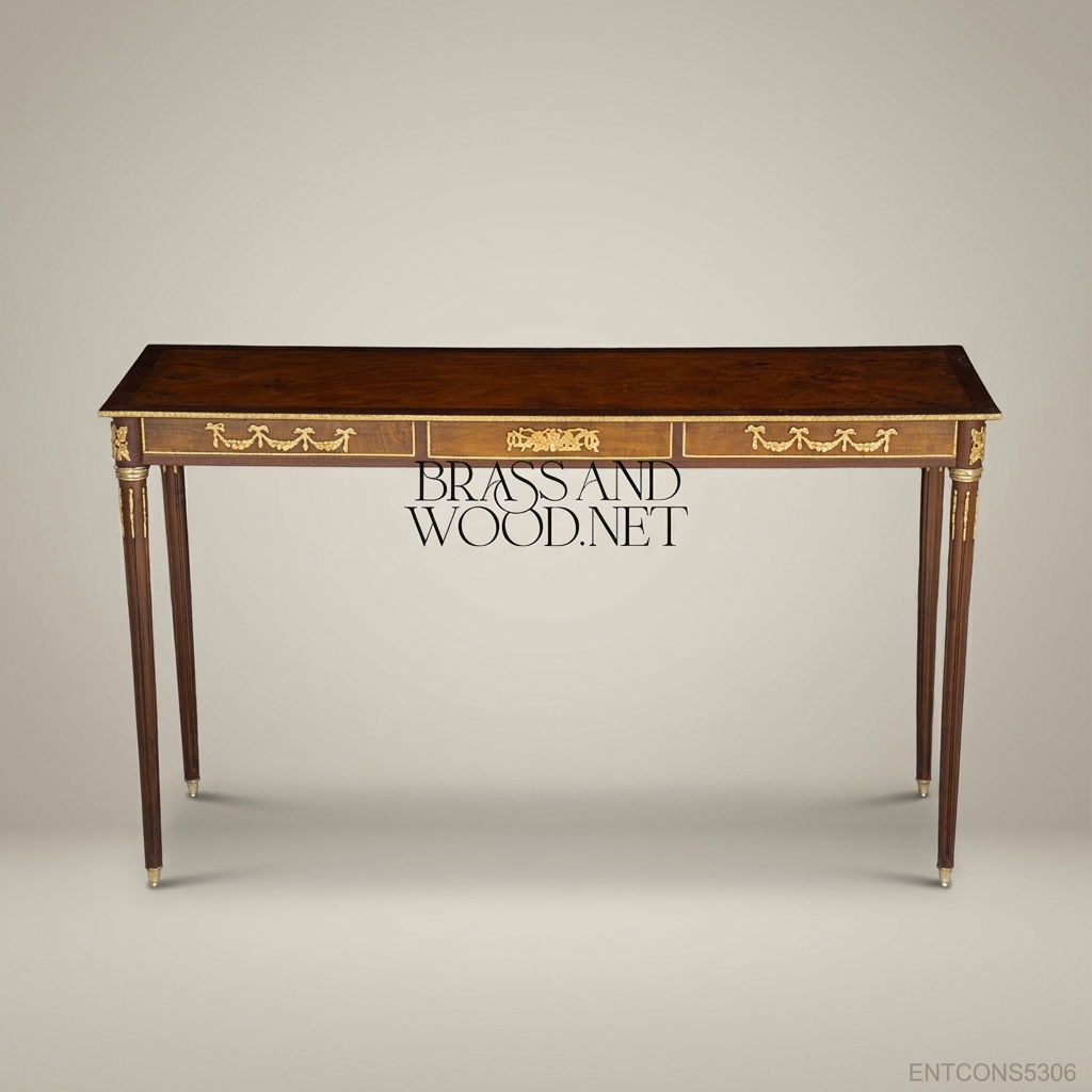 Louis XVI Neoclassical Console Table with Gilt Bronze Ormolu Mounts