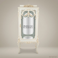 Rococo Revival Ivory Vitrine Cabinet - Hand-Carved Floral Swags & Mirrored Interior