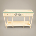 Classic Cream Wooden Console Table with Glass Top