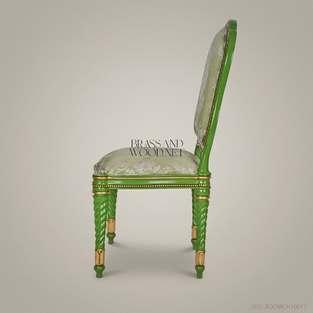 Floral Hand-Painted Green & Gold Dining Set