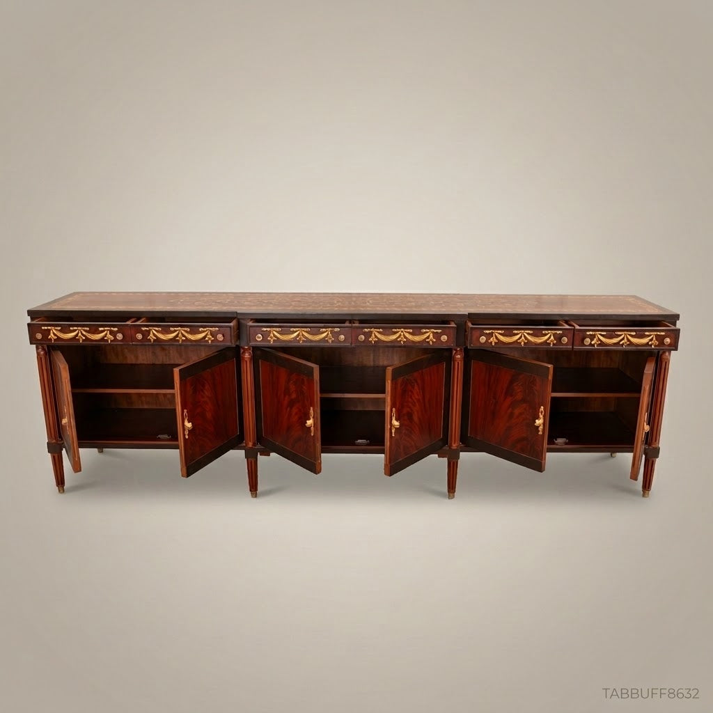 Brass & Wood Neoclassical Gilt-Bronze Buffet — 600cm