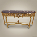 Louis XVI Giltwood Console Table with Marble Top & Floral Carvings