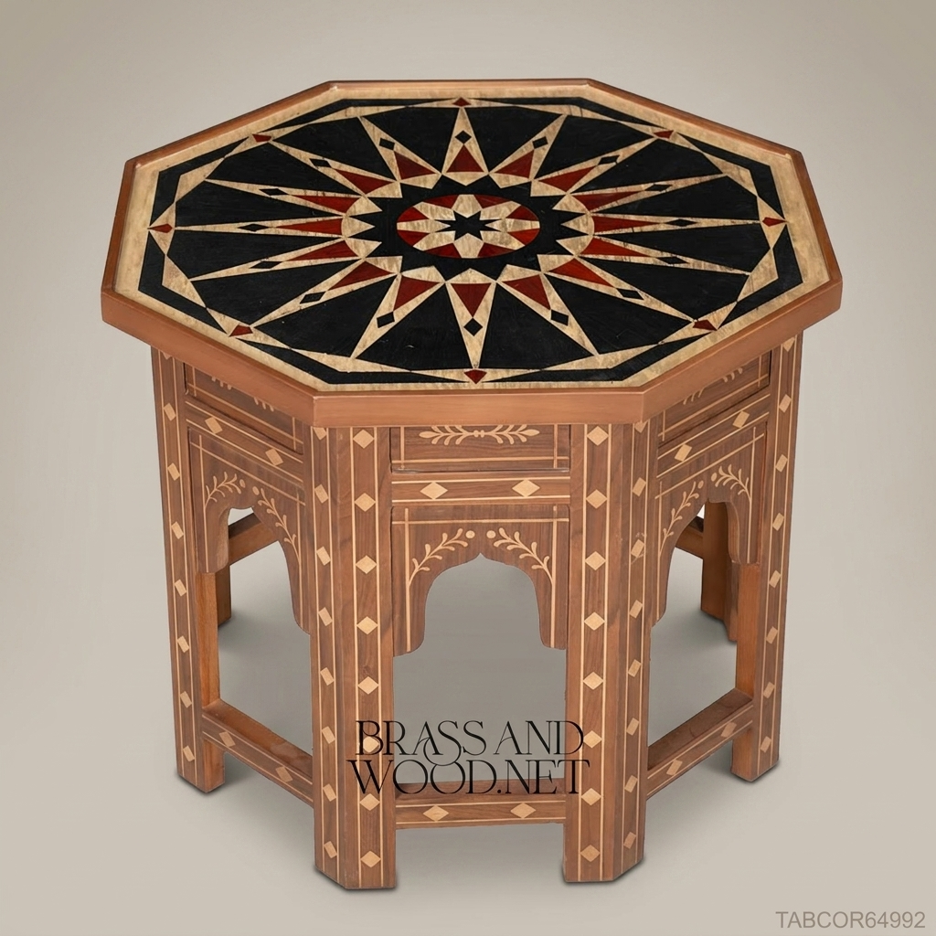 Arabesque Heritage Salon Set — Carved Wood & Gilt Brass Lattice