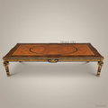 Brass & Wood Empire Marquetry Gilt-Bronze Dining Table — 6 Persons