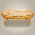 Louis XVI Oval Gilded Wood Salon Coffee Table with Marble Top