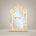 Rococo Revival Ivory Lacquered Pier Mirror - Gilded Floral Carved Pediment with Triple Mirror Panels