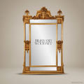 Napoleon III Rococo Revival Gilded Floor Mirror - Segmented Frame with Urn Crest & Mascaron Brackets