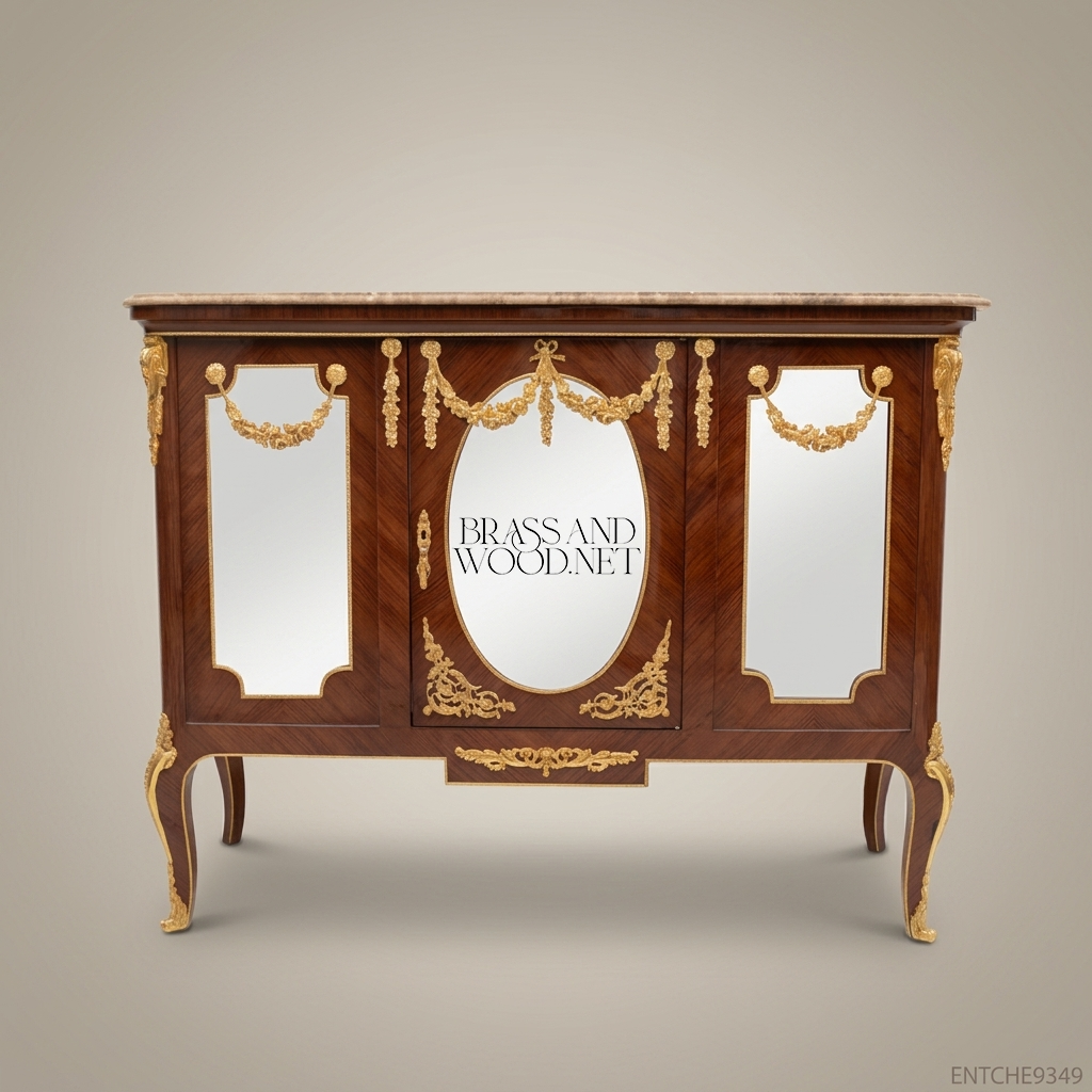 Louis XV Transitional Mirrored Commode with Ormolu Mounts & Marble Top