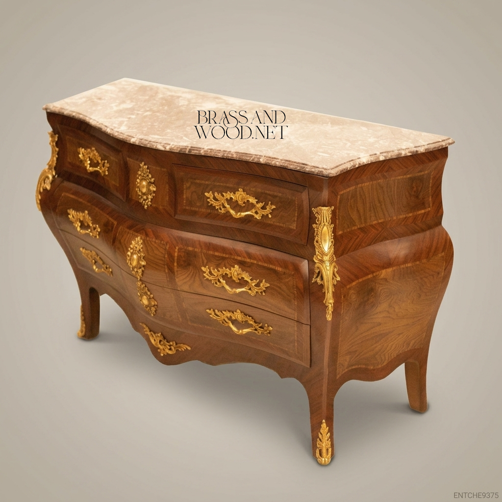 Louis XV Bombe Commode with Marble Top & Gilded Brass Mounts