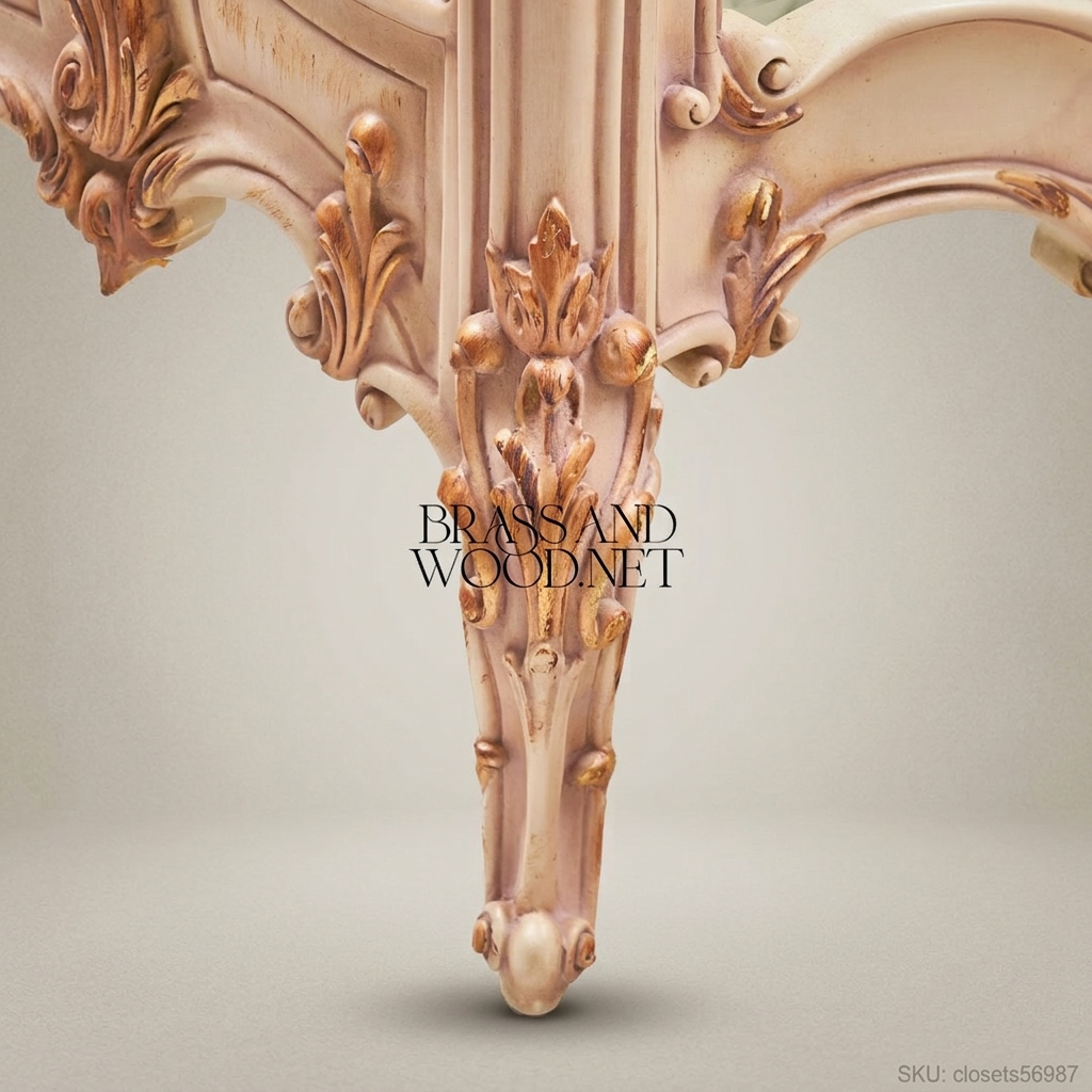 Rococo Revival Carved Vitrine Display Cabinet - Arched Mirror Door with Shell Crest & Acanthus Cabriole Legs