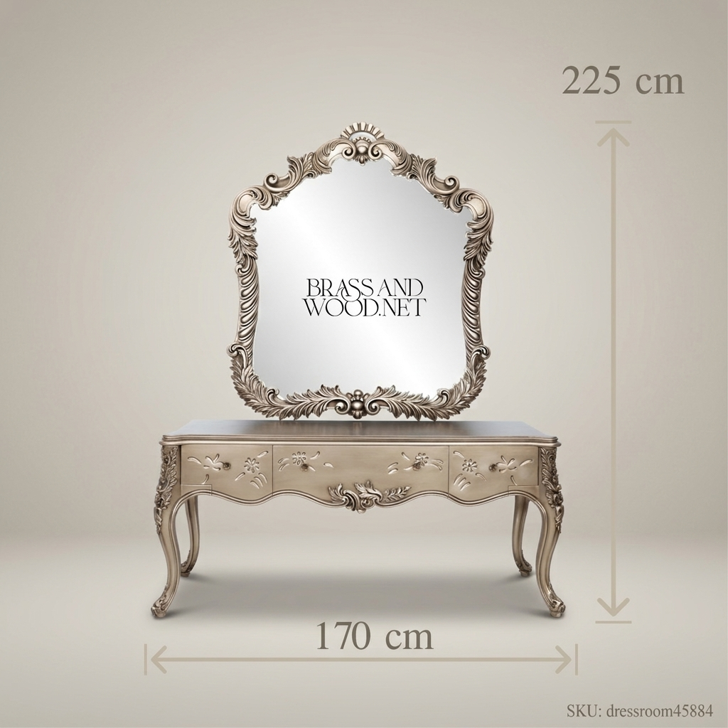 Classic Brass Dressing Table with Mirror