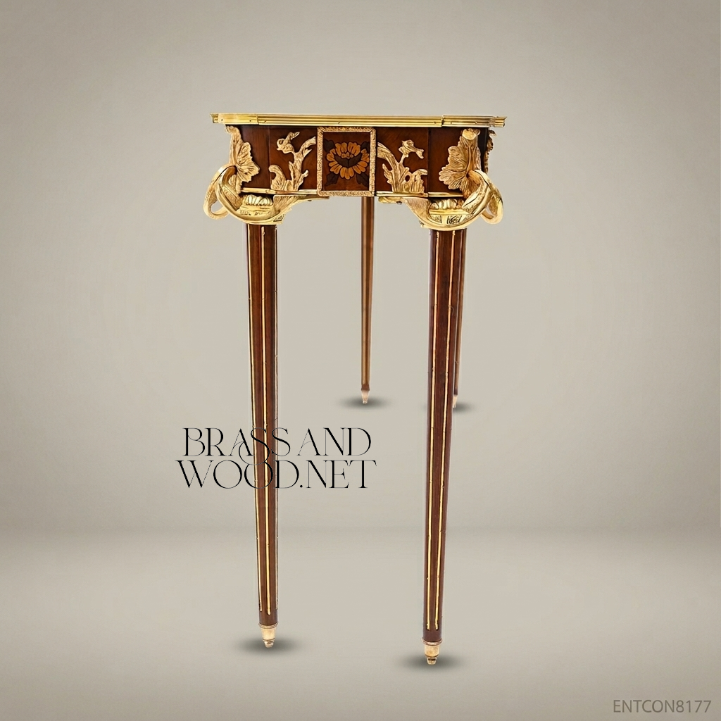 Louis XVI Neoclassical Console Table with Ormolu Mounts & Marquetry Top