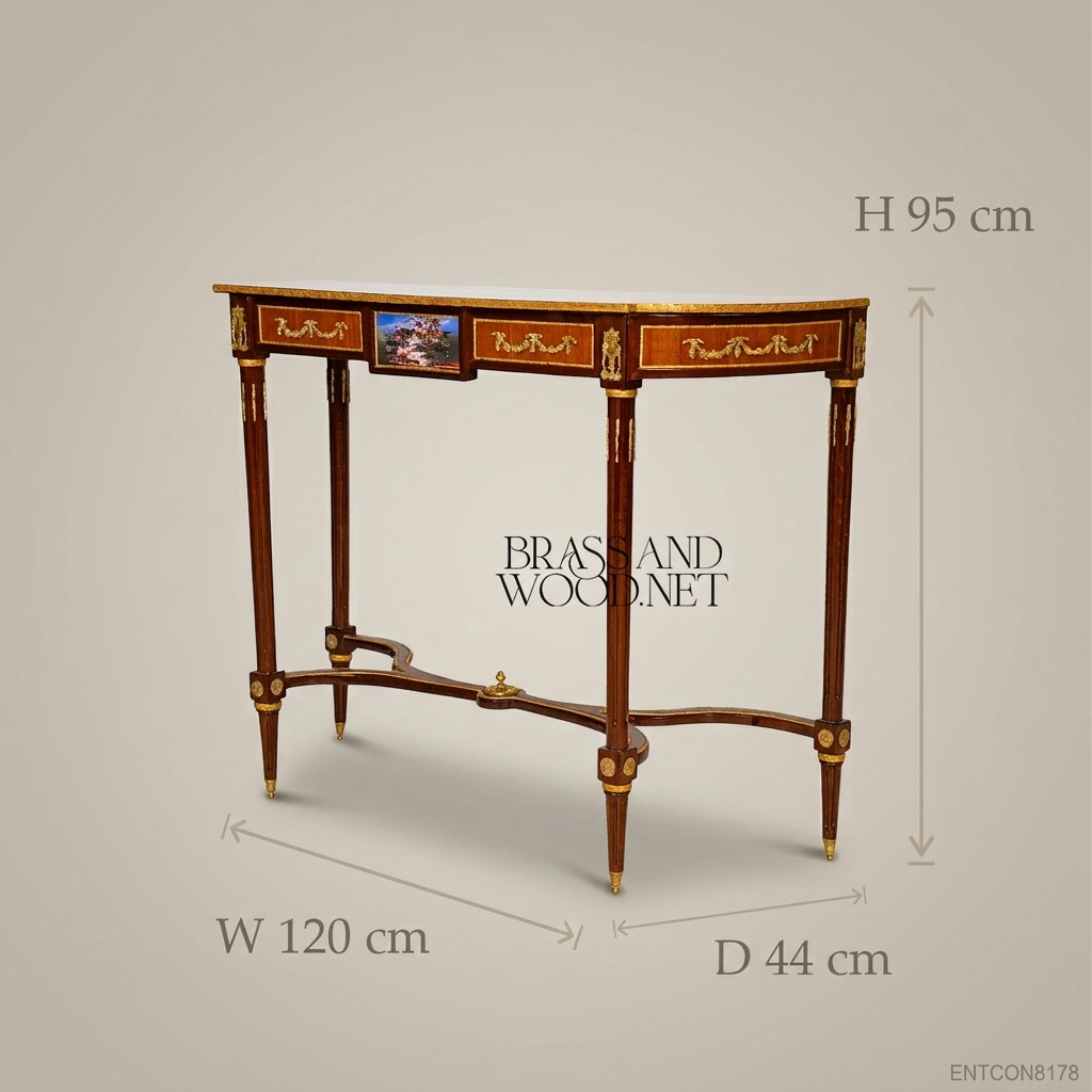French-Style Brass Mounted Wooden Console Table