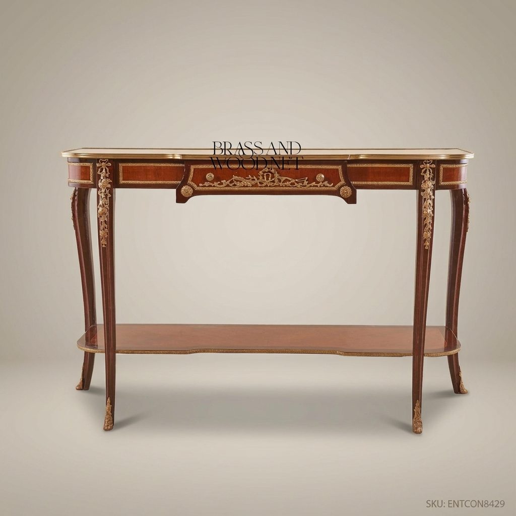 Louis XV Console Table | Mahogany & Gilt Bronze Ormolu