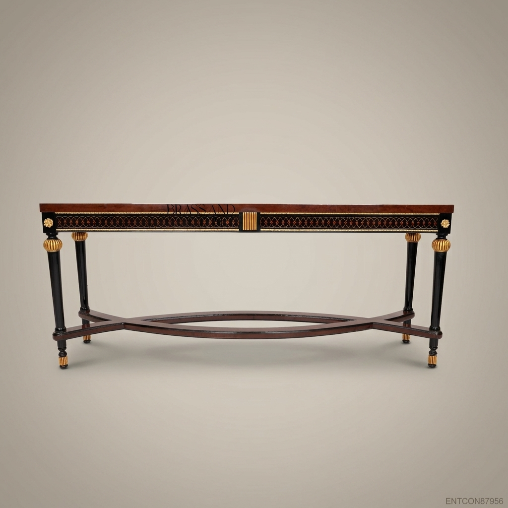 Neoclassical Empire Console Table with Ebonised Legs & Gold Leaf Détails