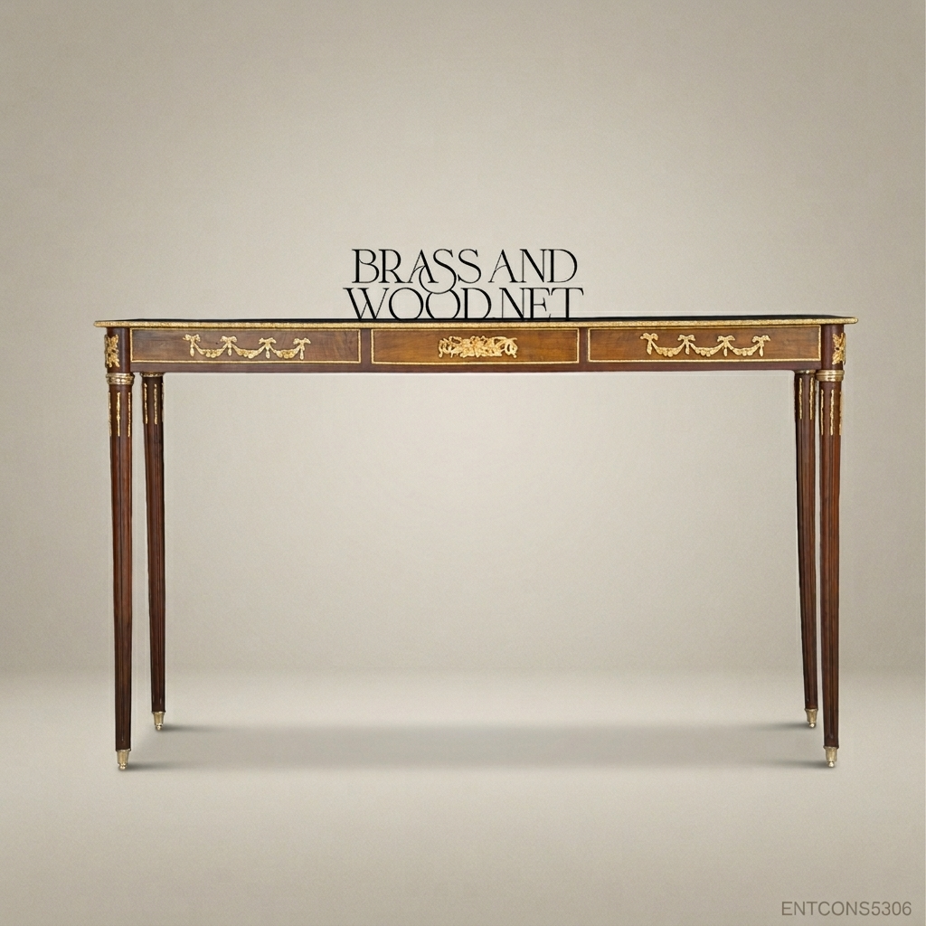 Louis XVI Neoclassical Console Table with Gilt Bronze Ormolu Mounts
