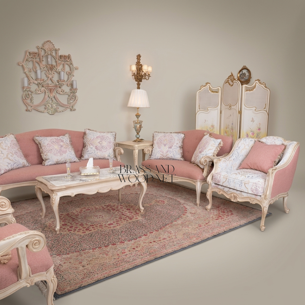 Rococo Carved Hardwood Salon Suite