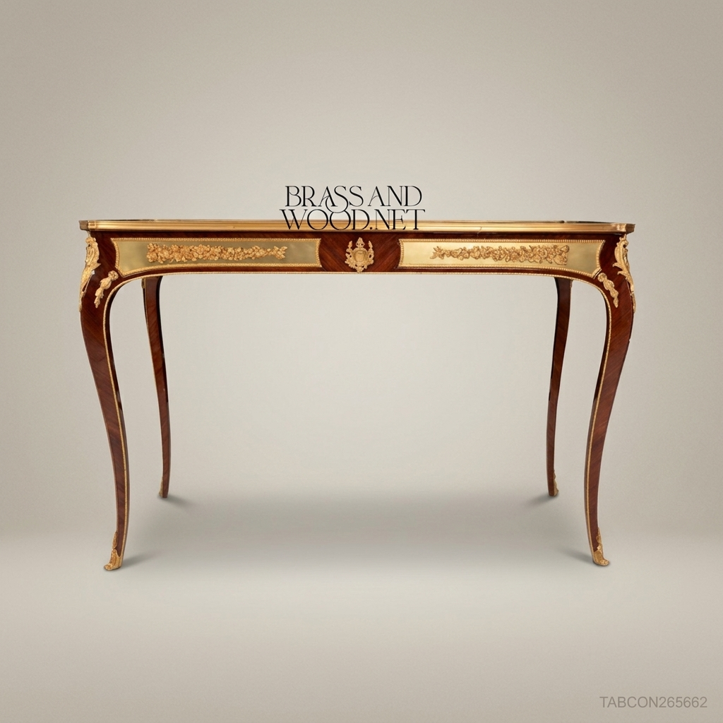 Louis XV Console Table – Marquetry Top & Gilded Bronze Mounts