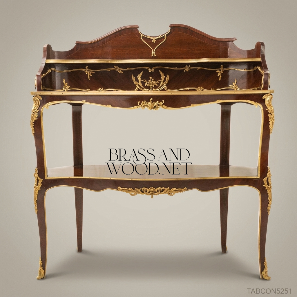 Louis XV Mahogany Console Table with Antique Brass Ormolu Mounts