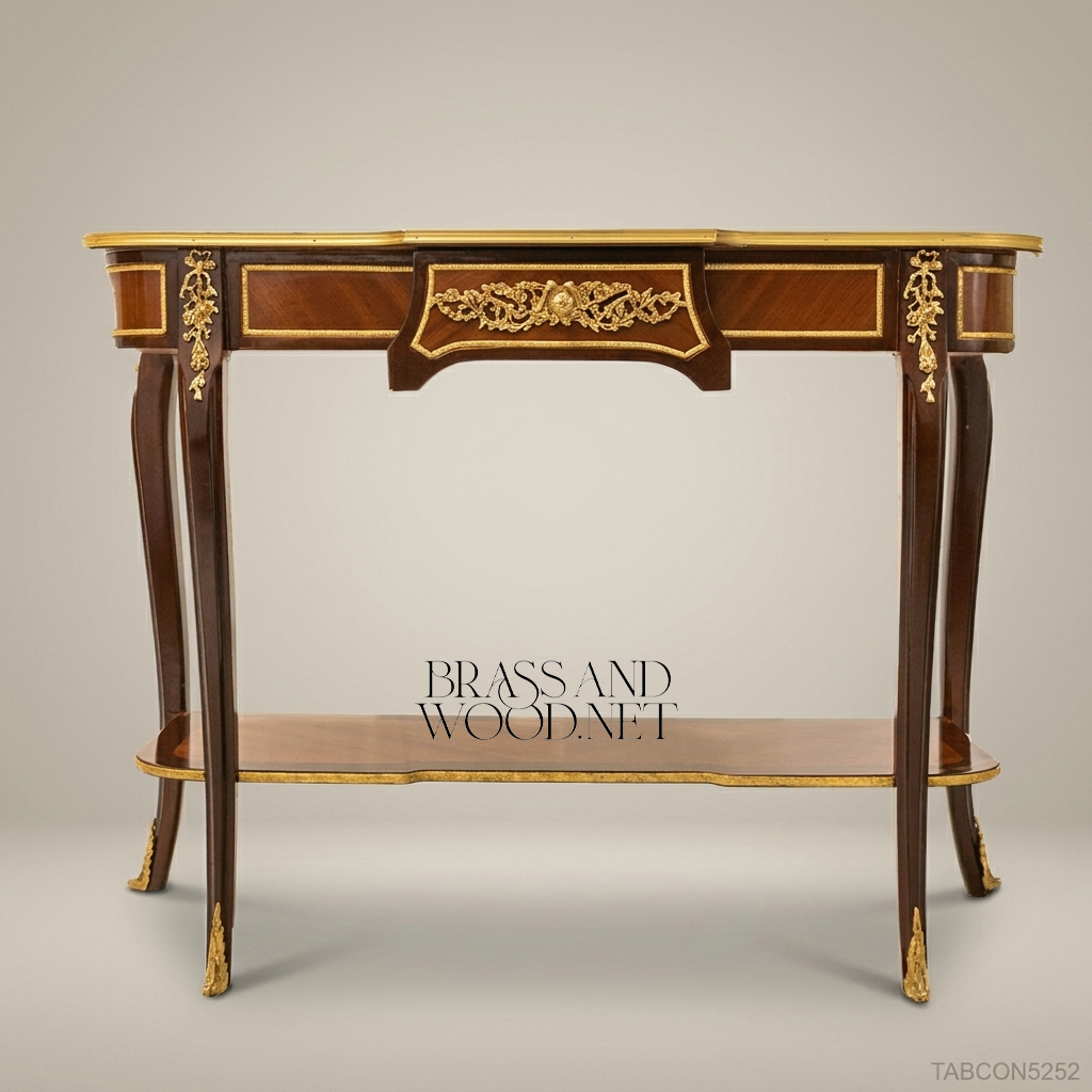Louis XV Mahogany Console Table with Gilt Bronze Mounts
