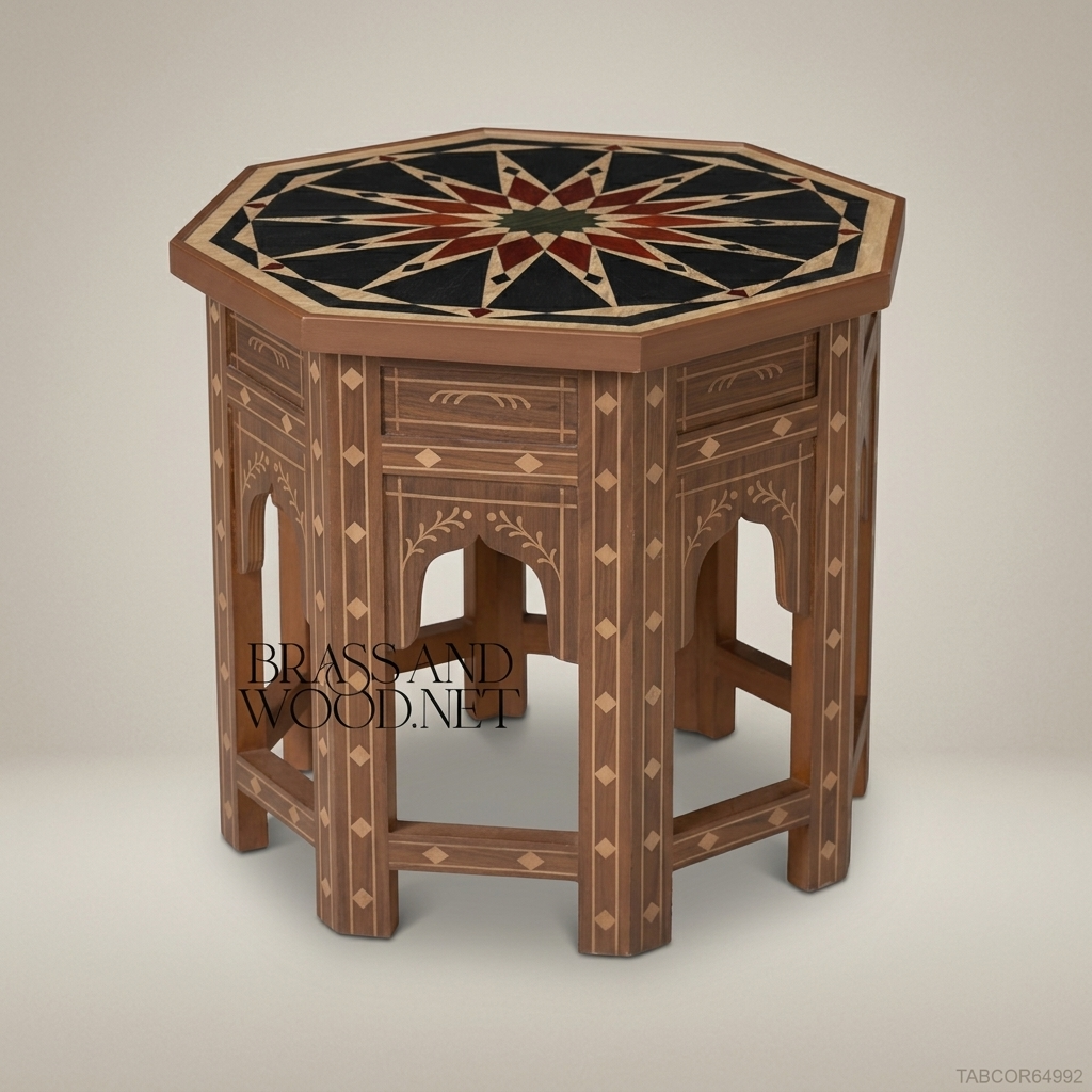 Arabesque Heritage Salon Set — Carved Wood & Gilt Brass Lattice