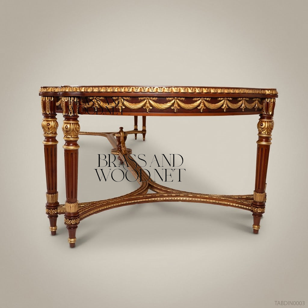 Louis XVI Gilt Marquetry Complete Dining Suite