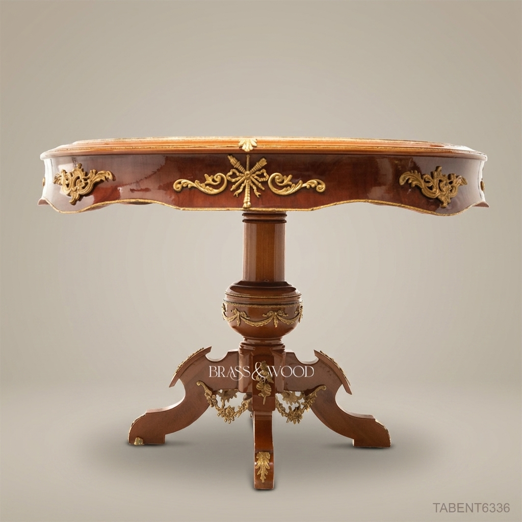 Napoleon III Rococo Revival Round Center Table — Crema Marfil Marble Top with Gilt Ormolu Mounts