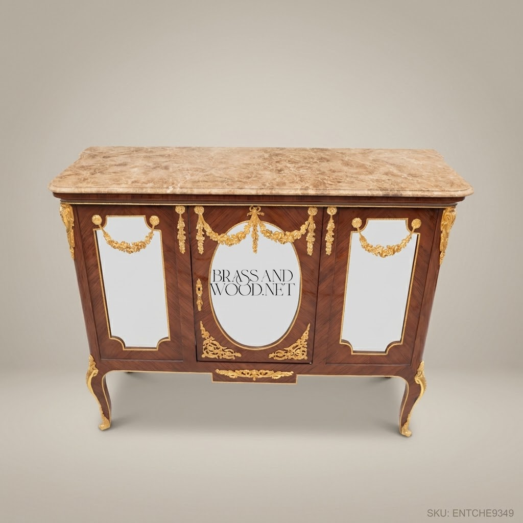 Louis XV Transitional Mirrored Commode with Ormolu Mounts & Marble Top