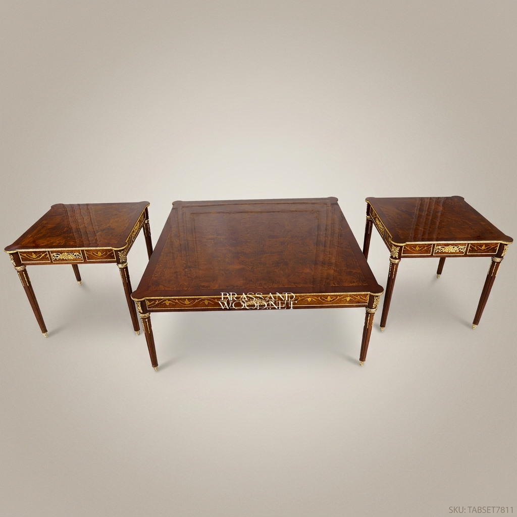Louis XVI Burl & Marquetry Salon Table Set