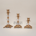Graduated Crystal Candlestick Set of 3 - Antique Brass