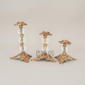 Graduated Crystal Candlestick Set of 3 - Antique Brass