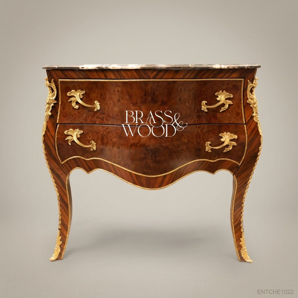 Louis XV Bombe Commode with Marble Top & Gilt Brass Mounts