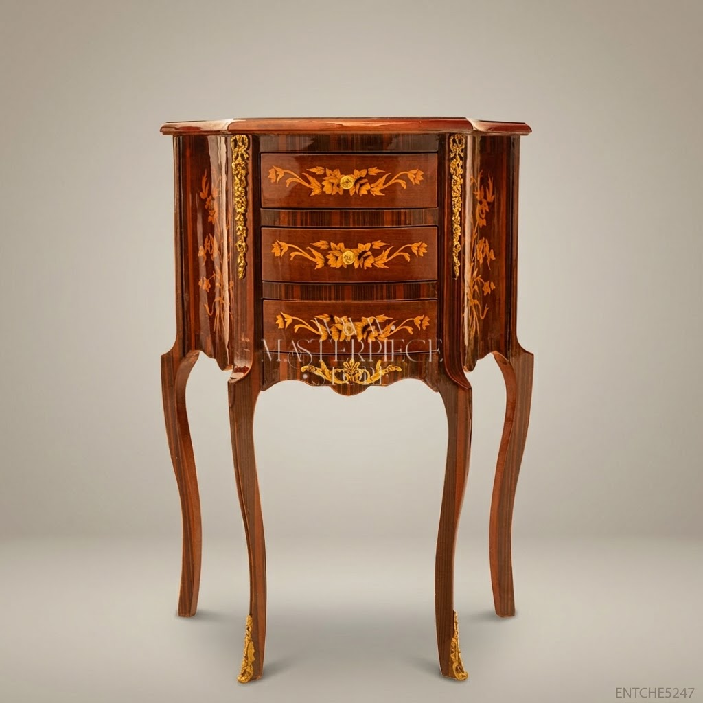Louis XV Rococo Marquetry Chest of Drawers with Gilt Bronze Mounts