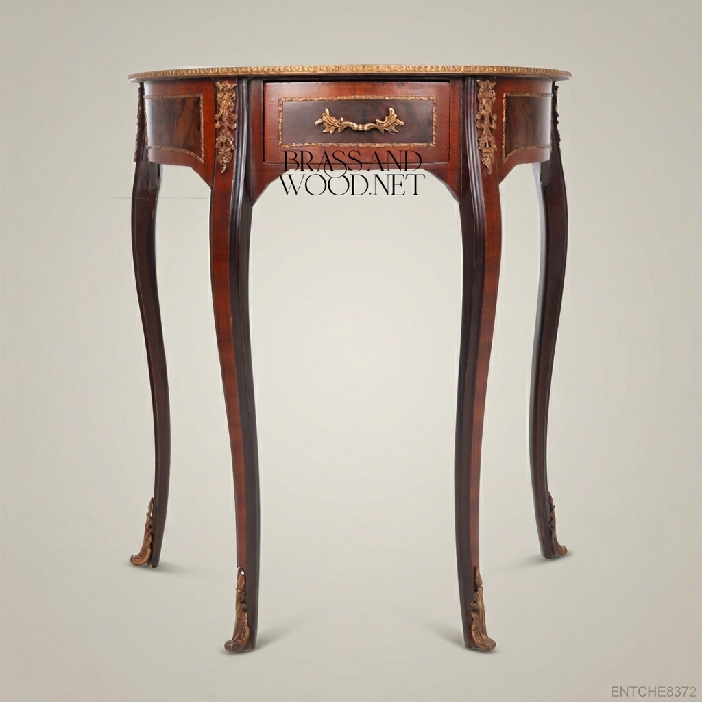 Louis XV Demi-Lune Side Table with Marquetry Top & Ormolu Mounts
